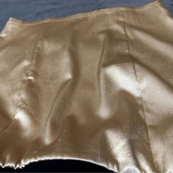 NEW Forever 21+ Plus Size Women’s Short Gold Skirt Stretchy Waist Band (Flawed) - Picture 5 of 6